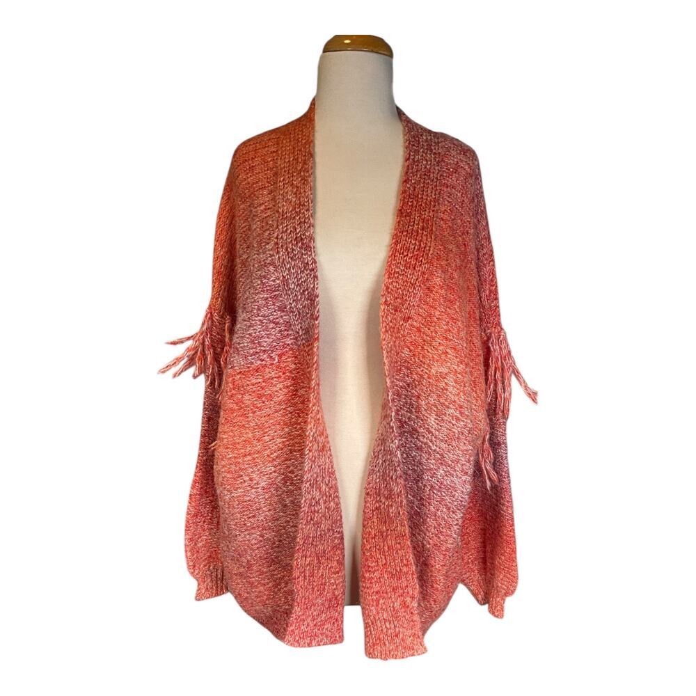Vintage Frye & Co Open Front Cardigan Oversized Fringe Knit Boho Western Cozy 2X